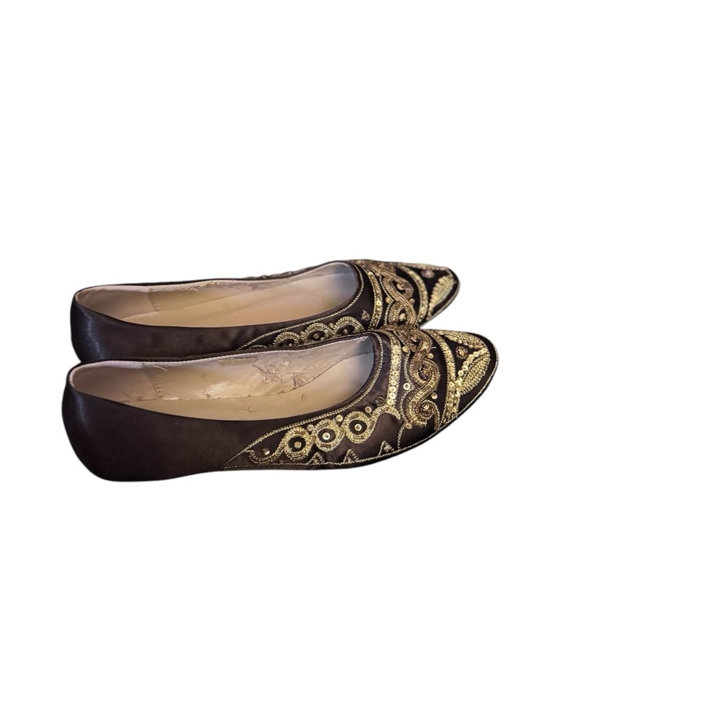 Vintage Elegant Brown and Gold Women's Shoes
